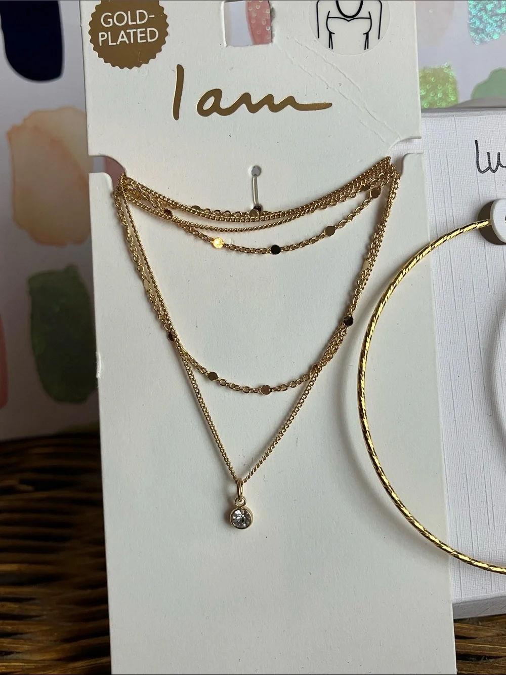 Lucia Mara & I am Gold-Plated Layered Necklace and Hoop Earring Set - Gold